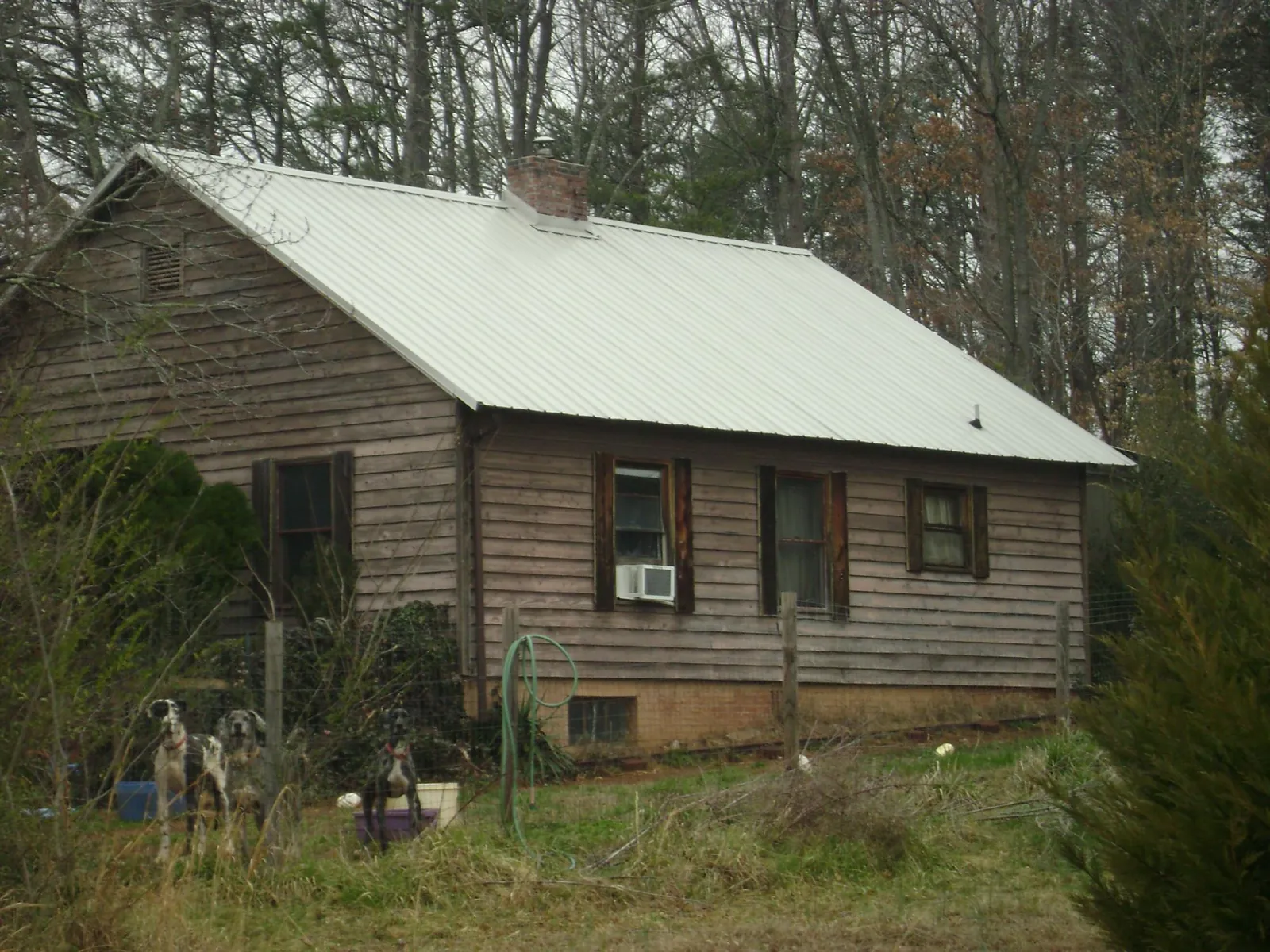 White metal roof on an old wood sided farmhouse, from a Metal Roof Installation job in Doty